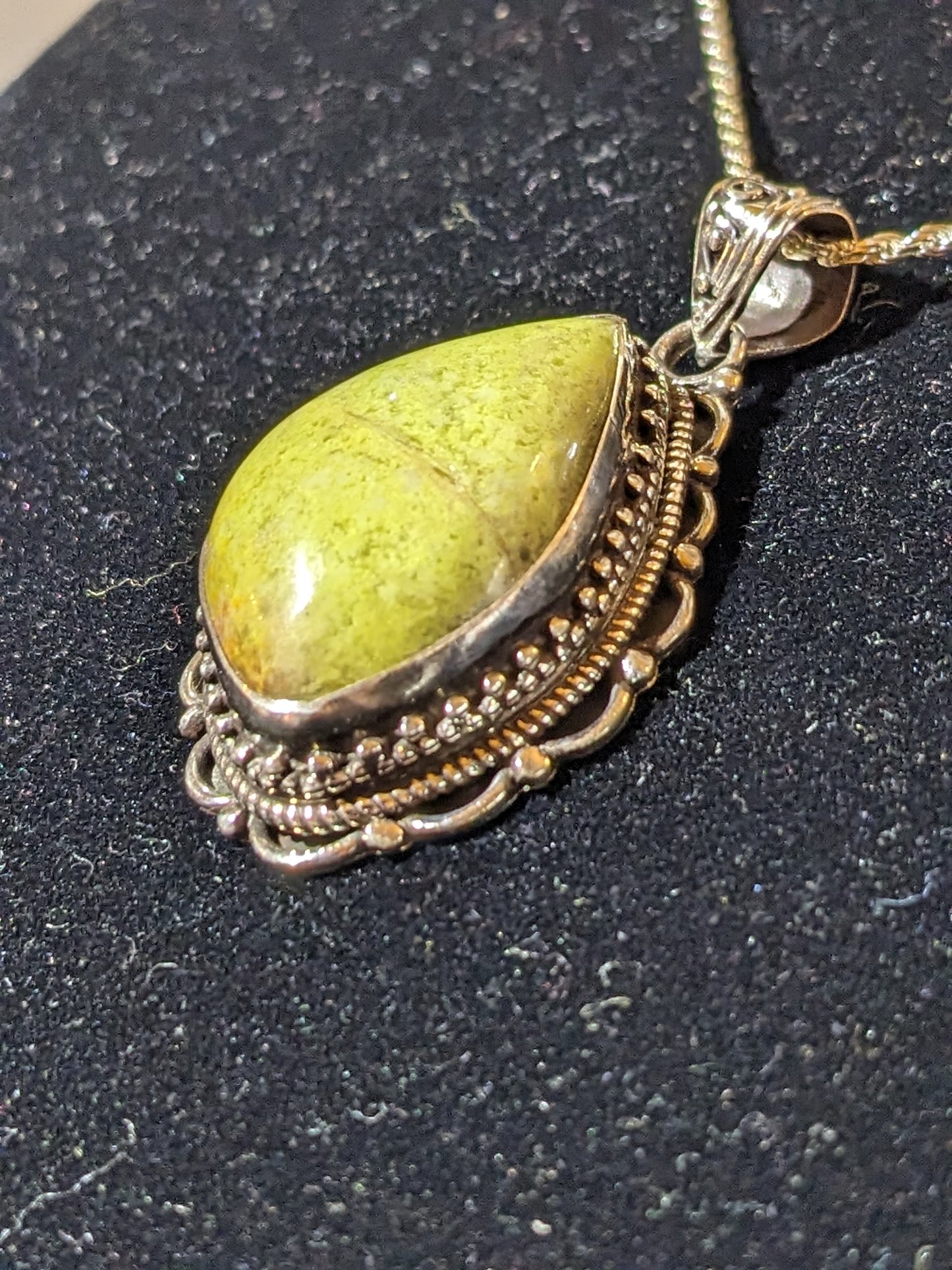 Sterling Silver Pendant With Green Opal