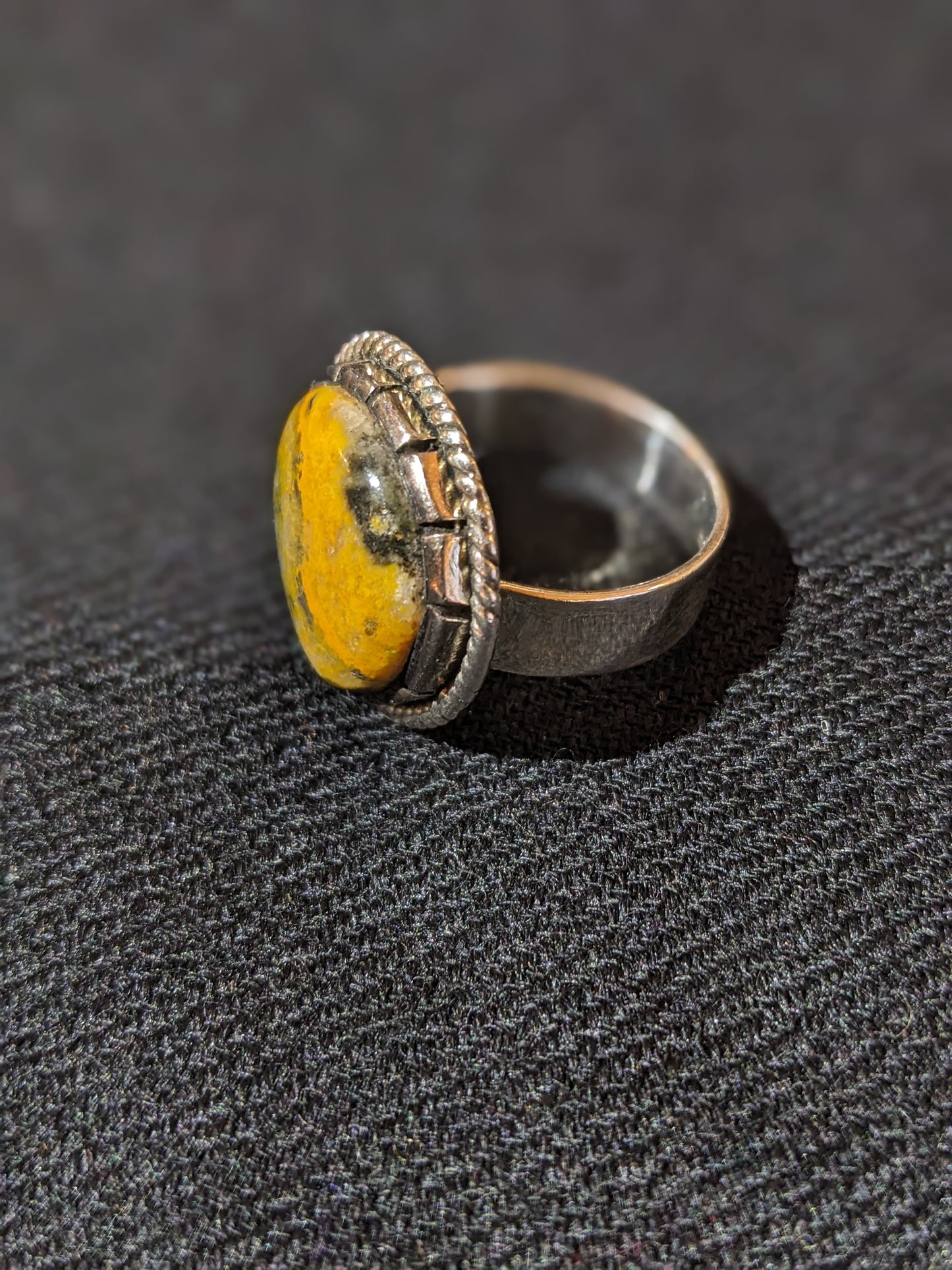 Size 10 Silver Ring with Bumblebee Jasper