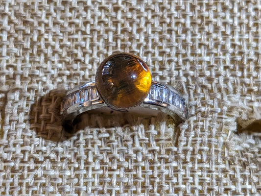 Size 6 Silver Ring with Amber