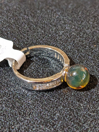 Size 6 Silver Ring with Amber