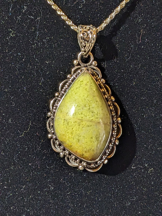 Sterling Silver Pendant With Green Opal